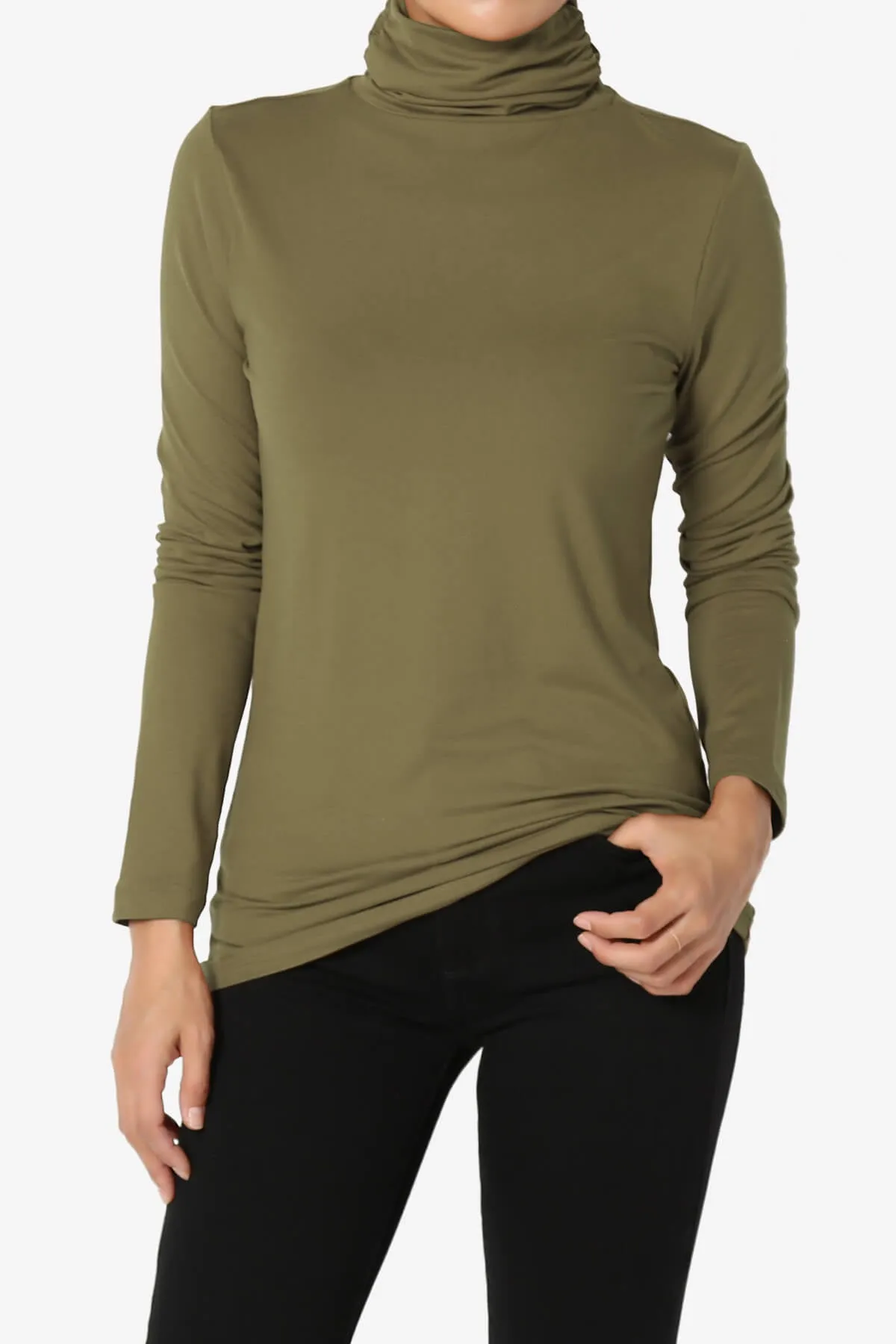 Viable Ruched Turtle Neck Long Sleeve Top PLUS