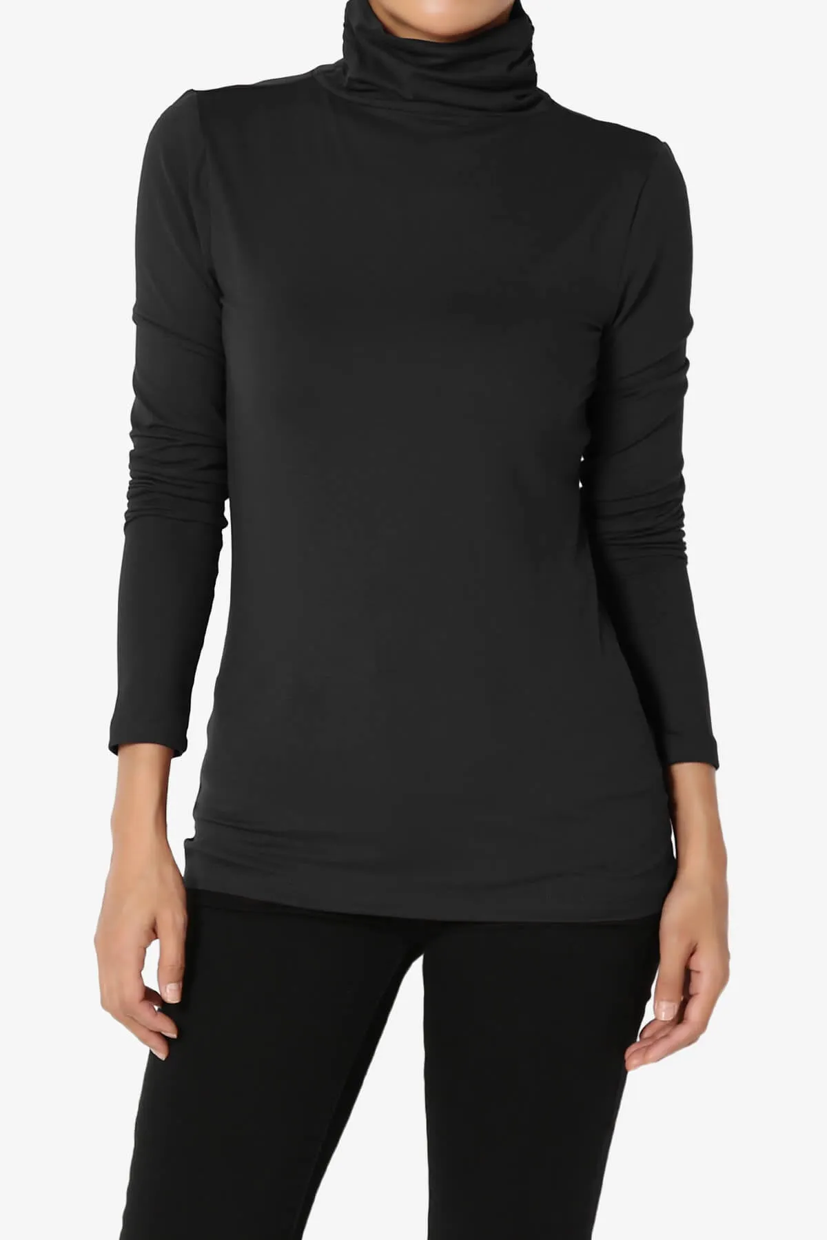 Viable Ruched Turtle Neck Long Sleeve Top PLUS