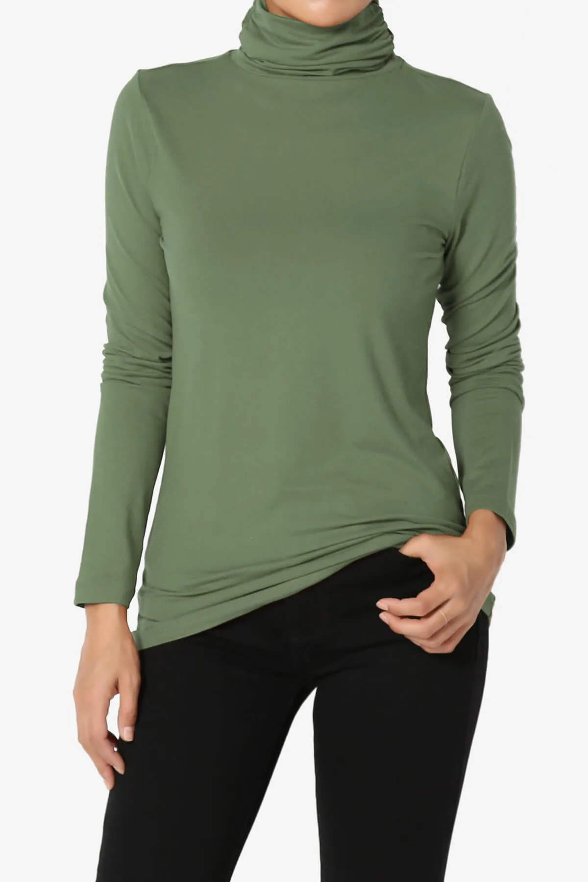 Viable Ruched Turtle Neck Long Sleeve Top PLUS