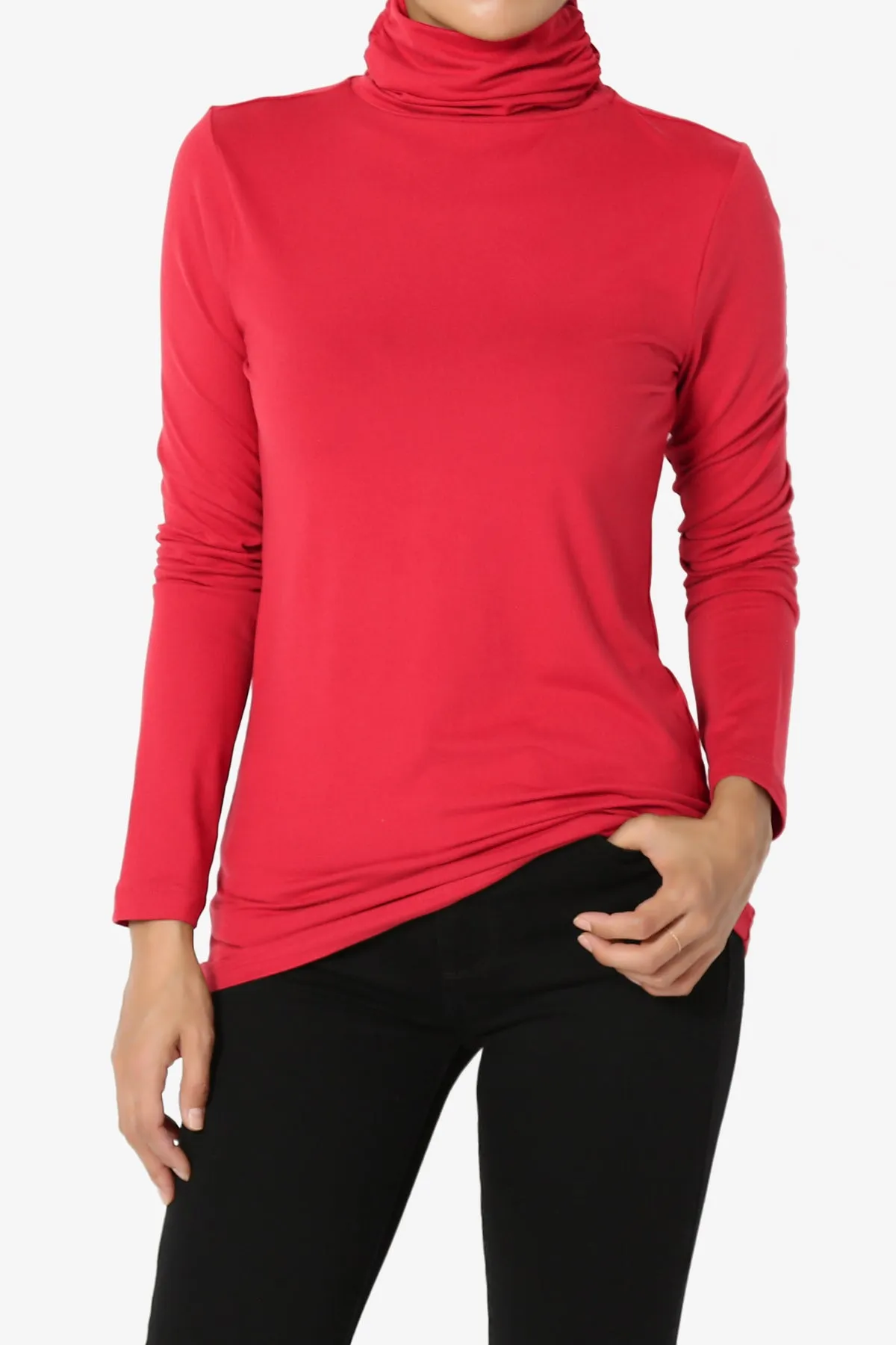 Viable Ruched Turtle Neck Long Sleeve Top PLUS