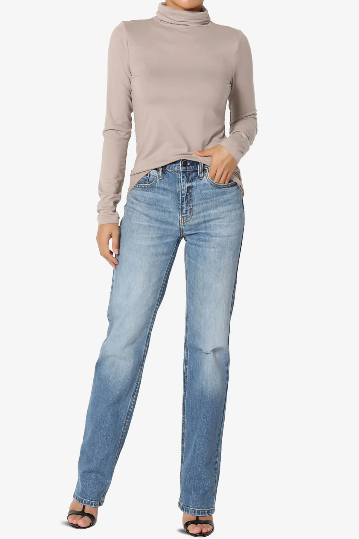 Viable Ruched Turtle Neck Long Sleeve Top PLUS
