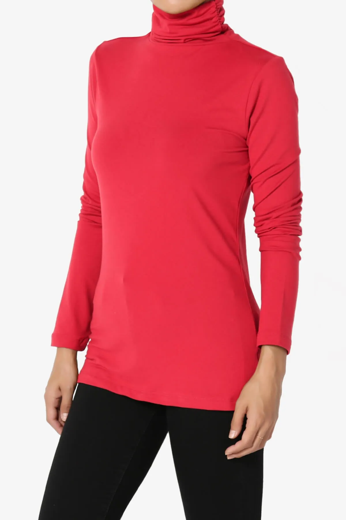 Viable Ruched Turtle Neck Long Sleeve Top PLUS