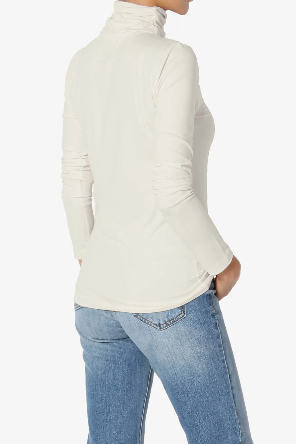 Viable Ruched Turtle Neck Long Sleeve Top PLUS