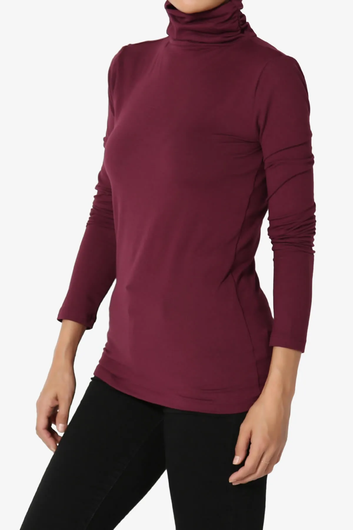 Viable Ruched Turtle Neck Long Sleeve Top PLUS