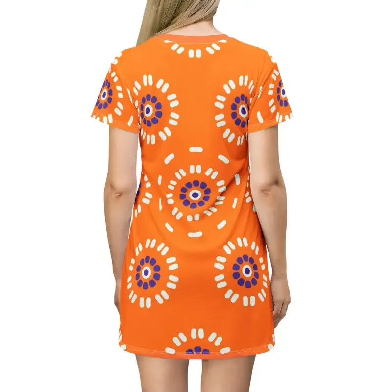 Vibrant Shirt Dress Abstract Floral Pattern