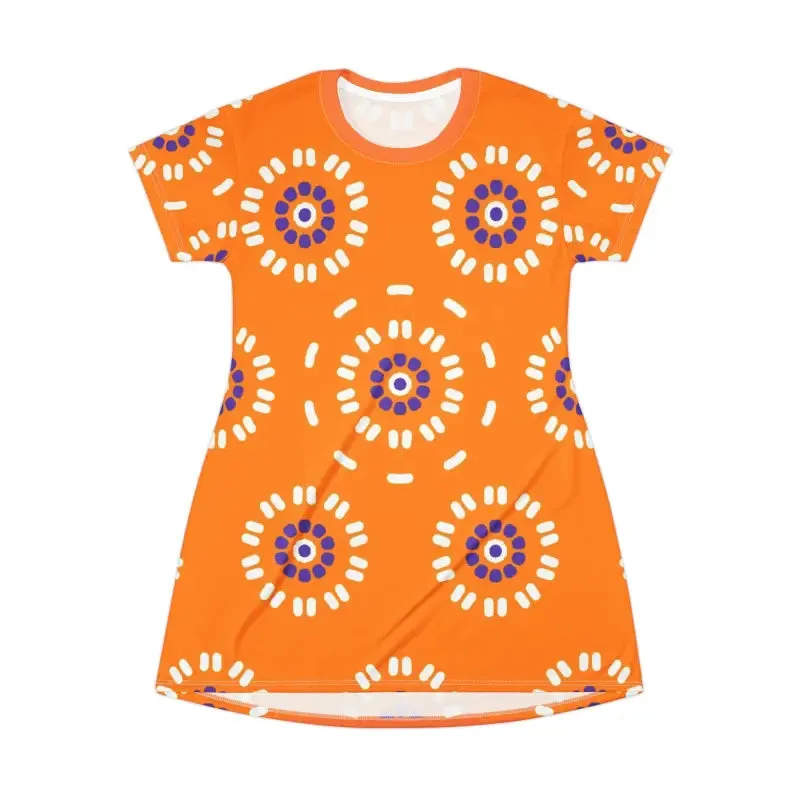 Vibrant Shirt Dress Abstract Floral Pattern