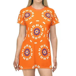 Vibrant Shirt Dress Abstract Floral Pattern
