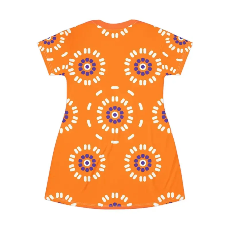Vibrant Shirt Dress Abstract Floral Pattern