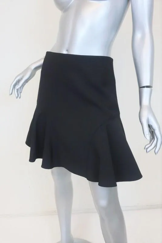 Victoria Victoria Beckham Ruffled Mini Skirt Black Wool-Blend Size US 2