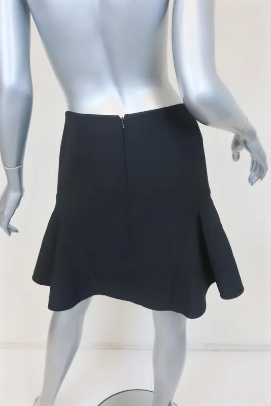 Victoria Victoria Beckham Ruffled Mini Skirt Black Wool-Blend Size US 2