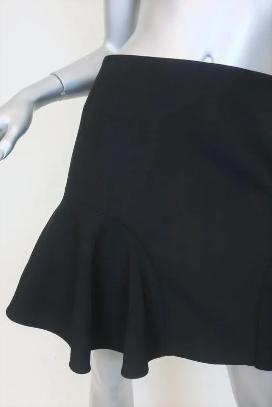 Victoria Victoria Beckham Ruffled Mini Skirt Black Wool-Blend Size US 2