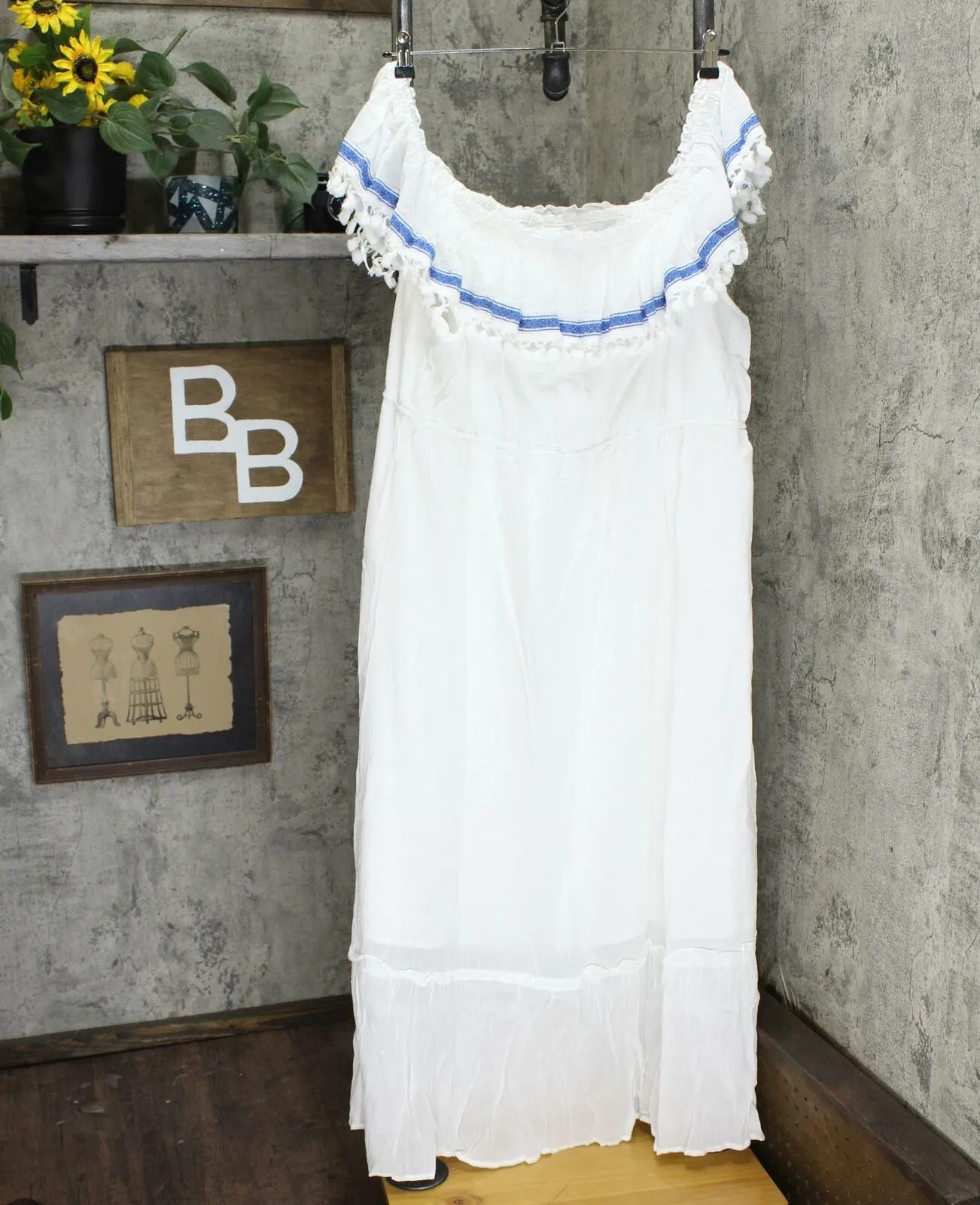 Vince Camuto Ruffled Off-the-Shoulder Belted Maxi Dress Ultra White Plus 3X