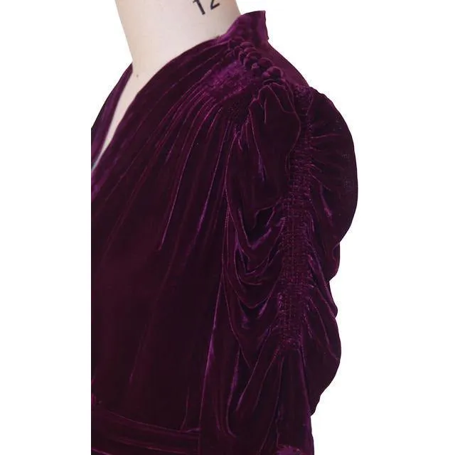 Vintage Dress Eggplant Purple Velvet Early 1940s Magicvel 44-36-42