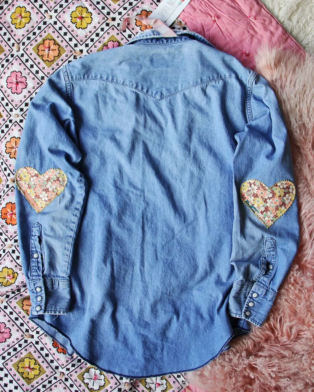 Vintage Quilted Heart Denim Top #3