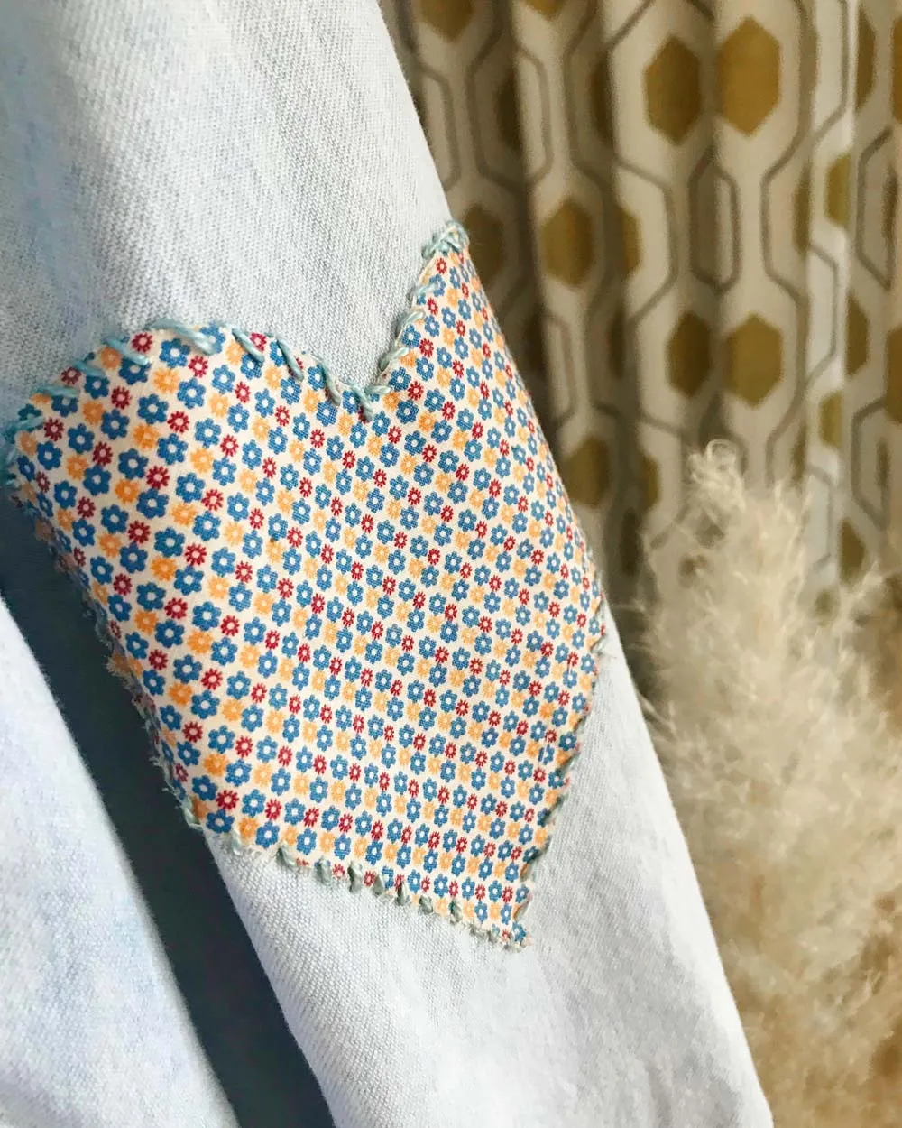 Vintage Quilted Heart Denim Top
