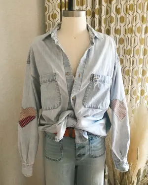 Vintage Quilted Heart Denim Top