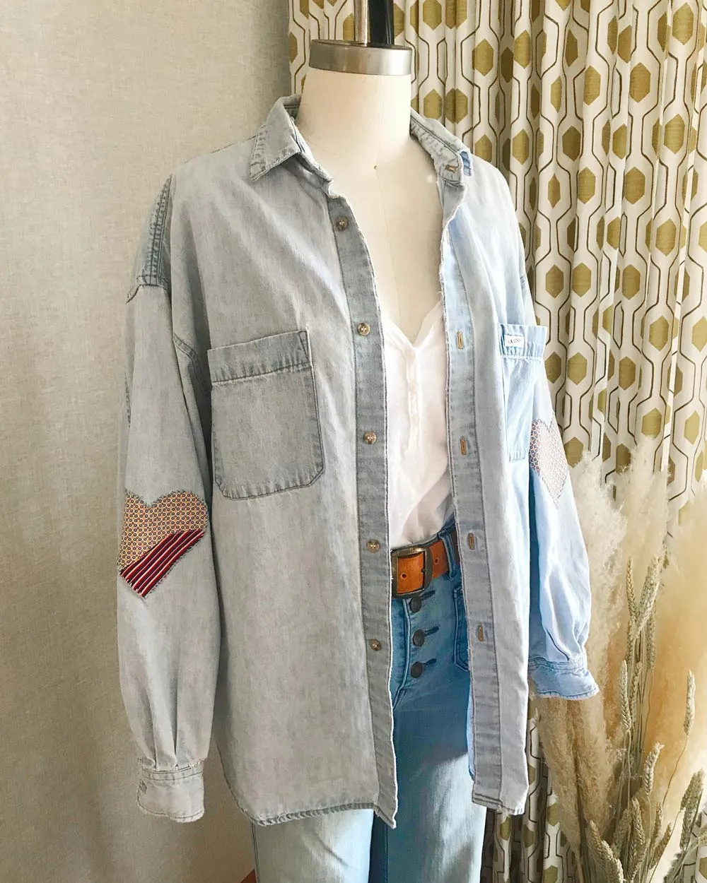 Vintage Quilted Heart Denim Top