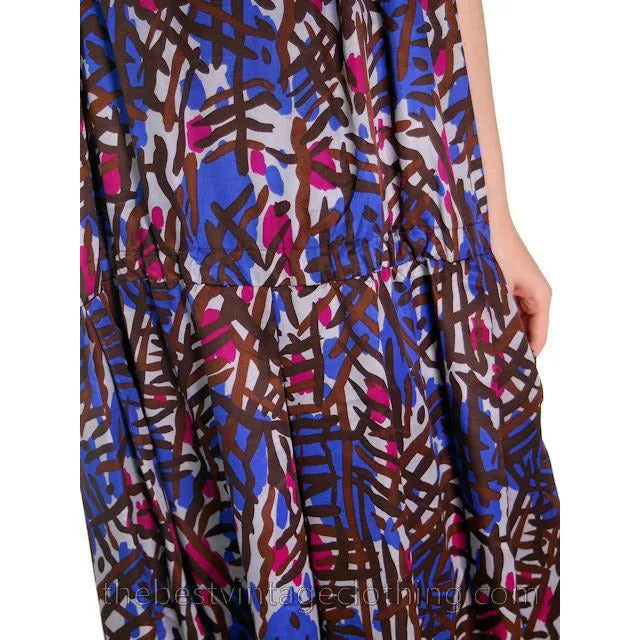 Vintage Yves St Laurent Riva Gauche Silk Dress Purple Abstract L