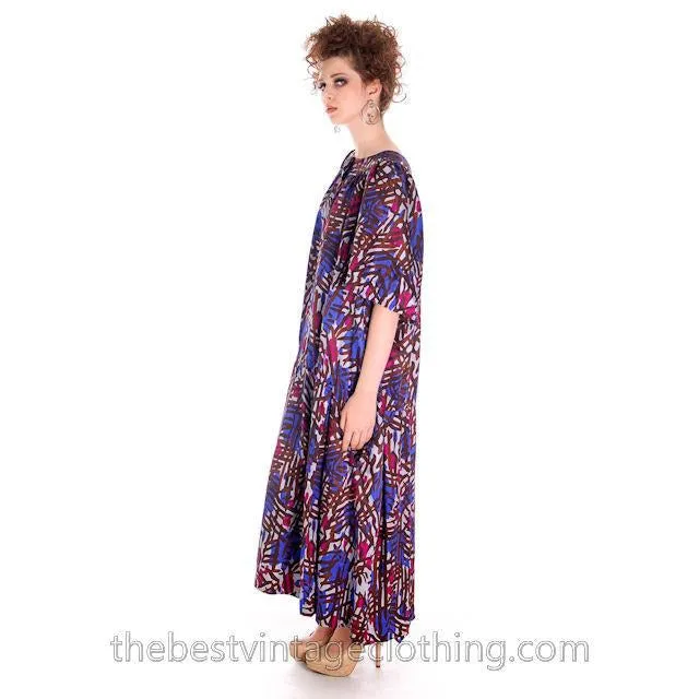 Vintage Yves St Laurent Riva Gauche Silk Dress Purple Abstract L