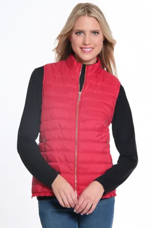 Vivent Red Zip Thru Collar Quilted Vest