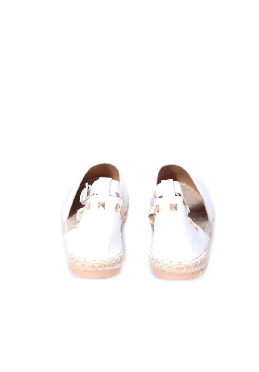 White PU Studded Espadrille