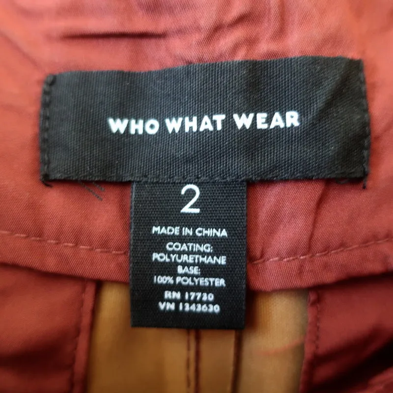 Who What Wear Faux Leather Belted Pants Brick Red Size 2