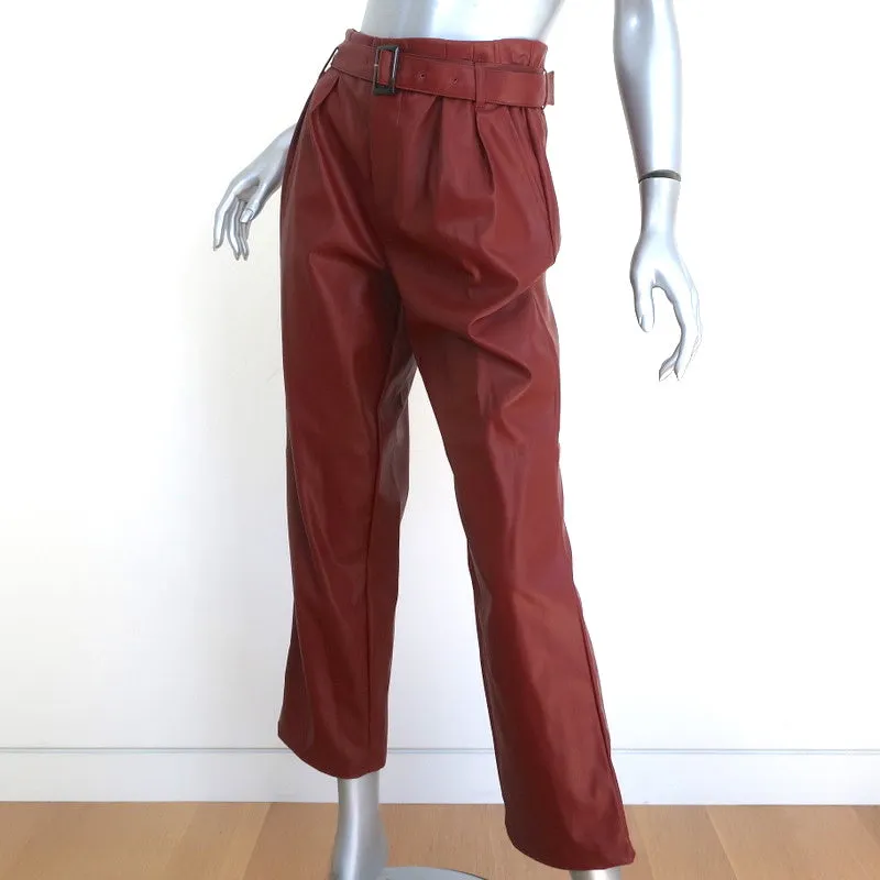Who What Wear Faux Leather Belted Pants Brick Red Size 2