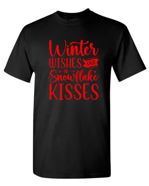 Winter Wishes and snowflakes kisses Christmas T-shirt, Holiday T-shirt