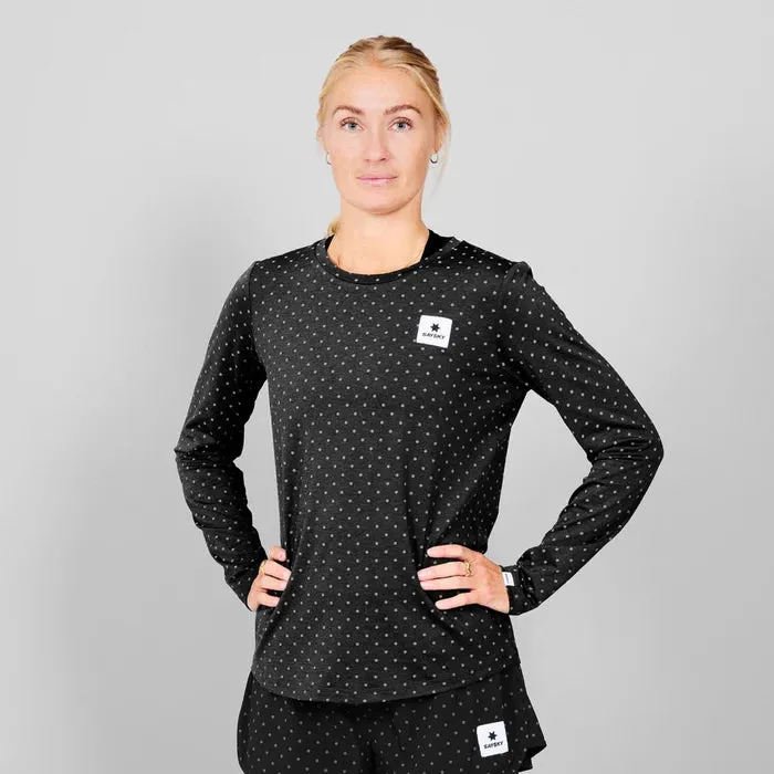 Women Polka Pace Long Sleeve | Reflective Black