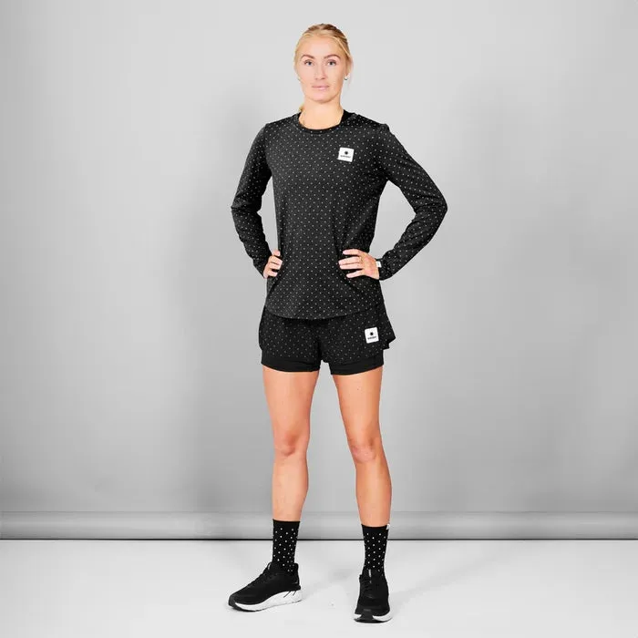 Women Polka Pace Long Sleeve | Reflective Black