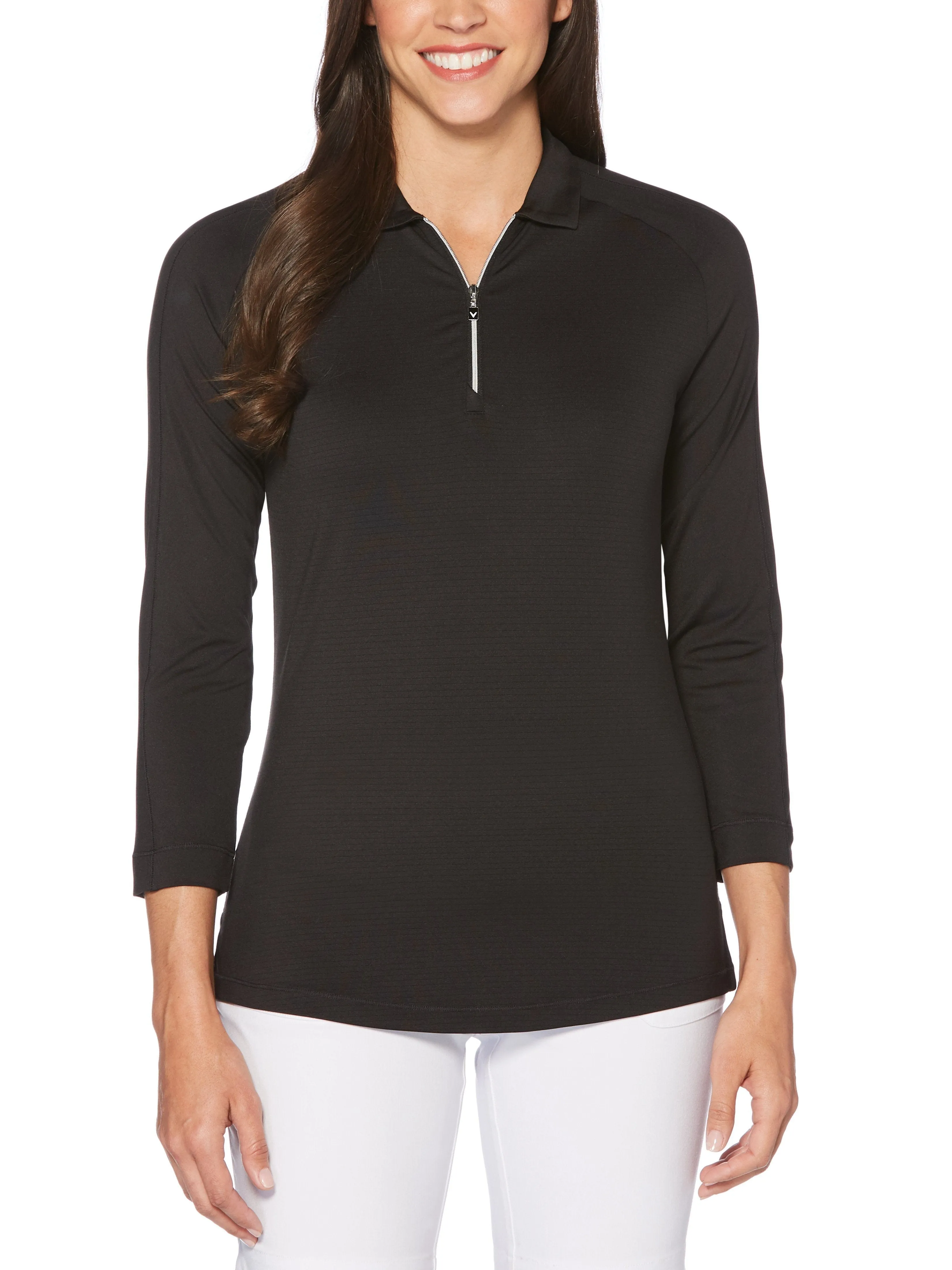 Womens 3/4 Sleeve Swing Tech™ Shadow Stripe Polo