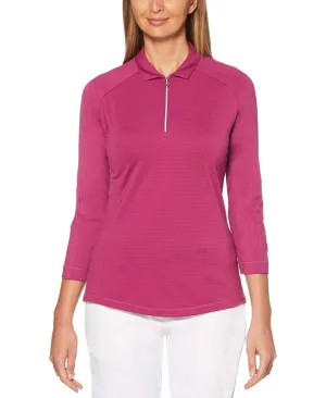 Womens 3/4 Sleeve Swing Tech™ Shadow Stripe Polo