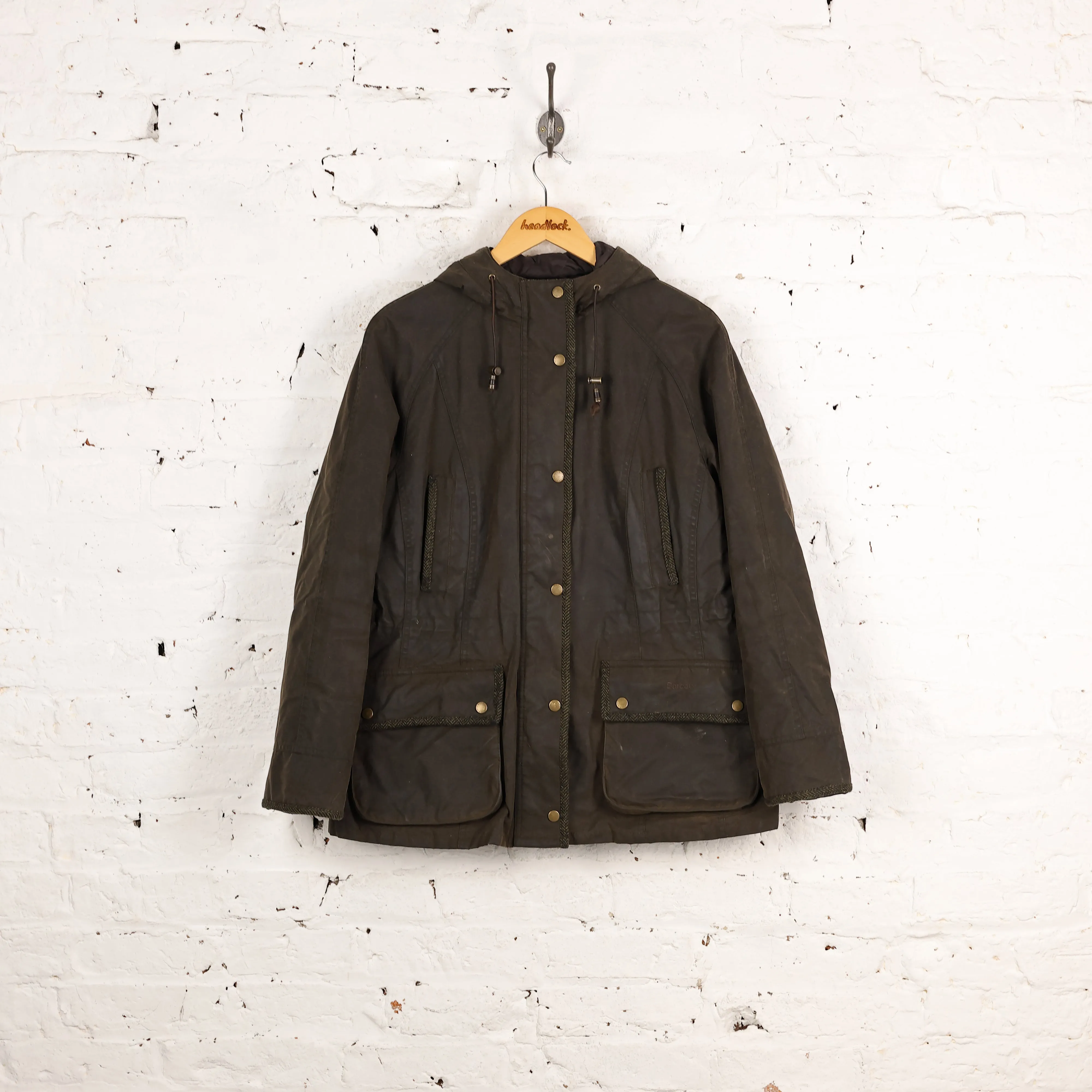 Women's Barbour Elkhorn Wax Jacket Coat - Green - Women's XL