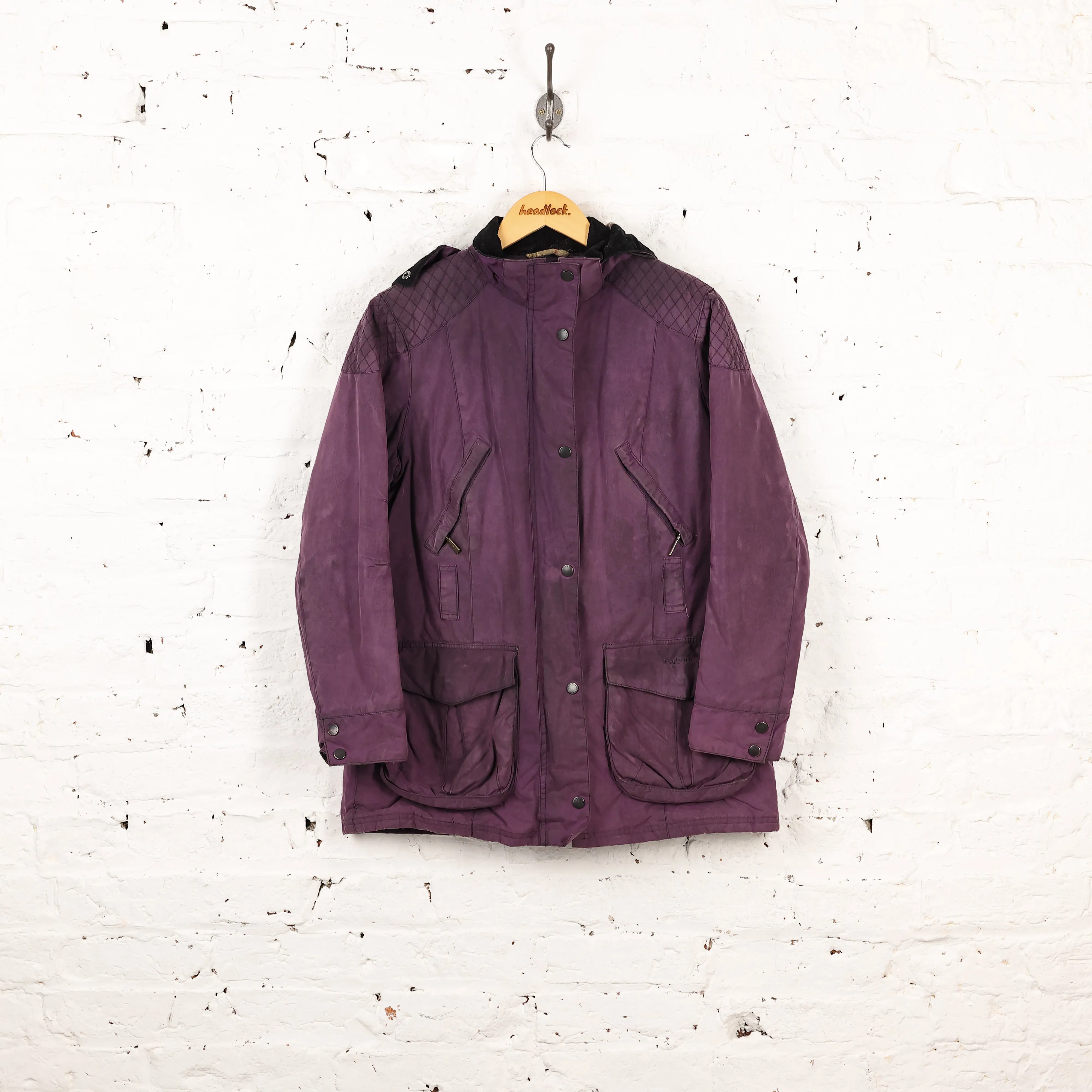 Women's Barbour Rebel Wax Jacket Coat - Purple - Womens L