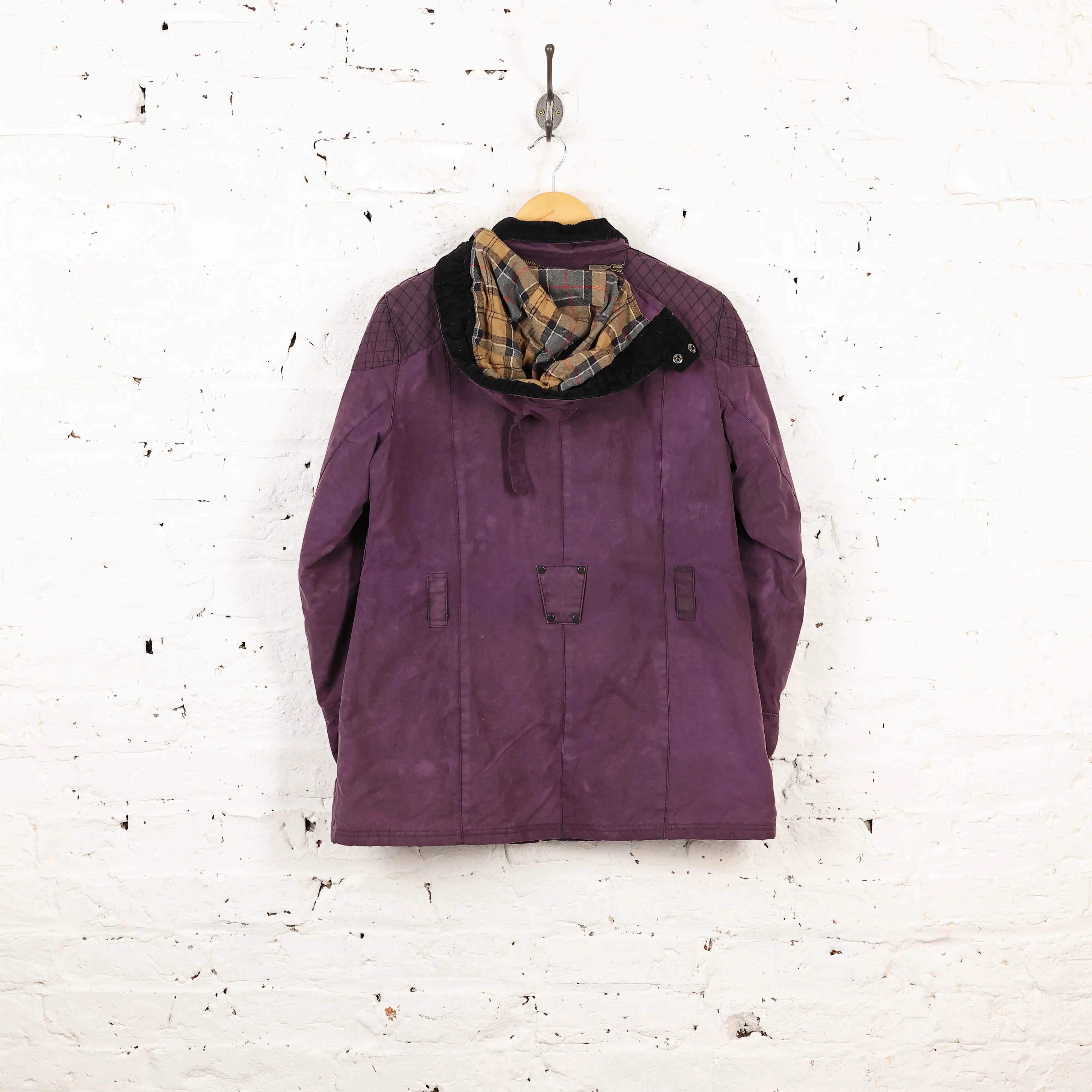 Women's Barbour Rebel Wax Jacket Coat - Purple - Womens L