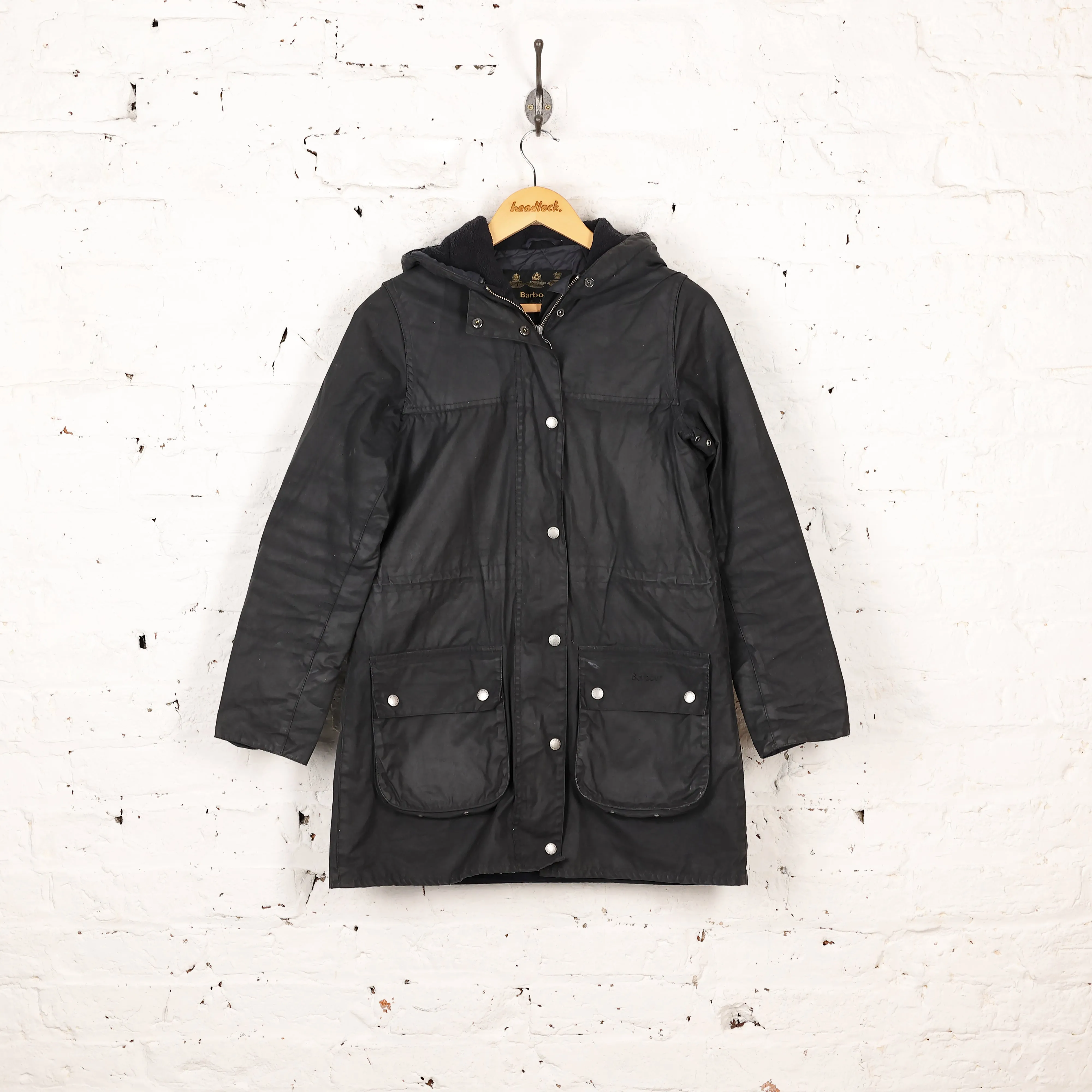 Women's Barbour Wax Durham Parka Jacket Coat - Blue - Women's S