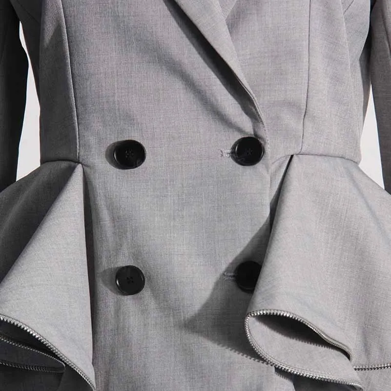Women's Double Breasted Blazer With Scallops
