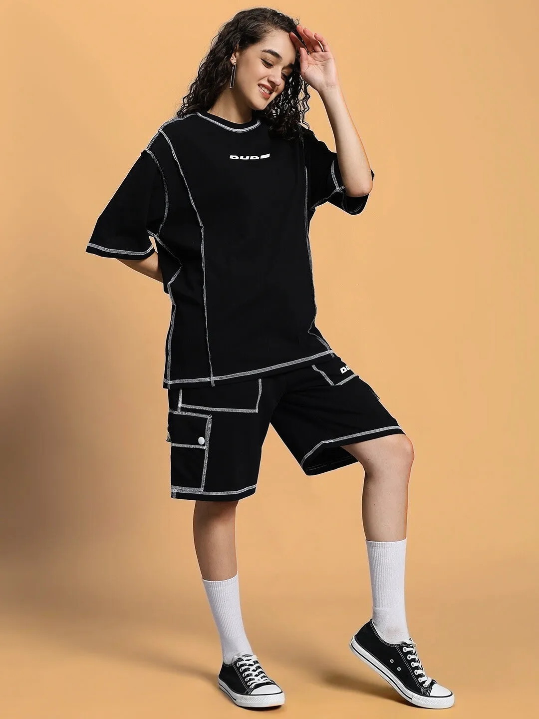 WOMEN'S DYNAMIC OVER-SIZED CLASSIC T-SHIRT (BLACK)