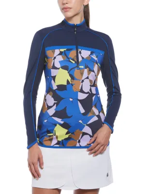 Women's Floral Print 1/4 Zip Sun Protection Shirt