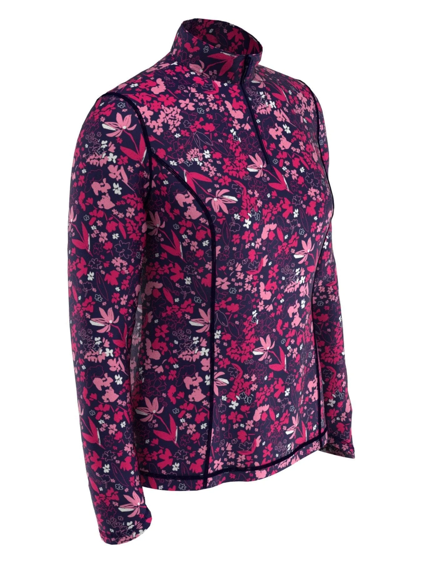 Womens Floral Quarter Zip Pullover
