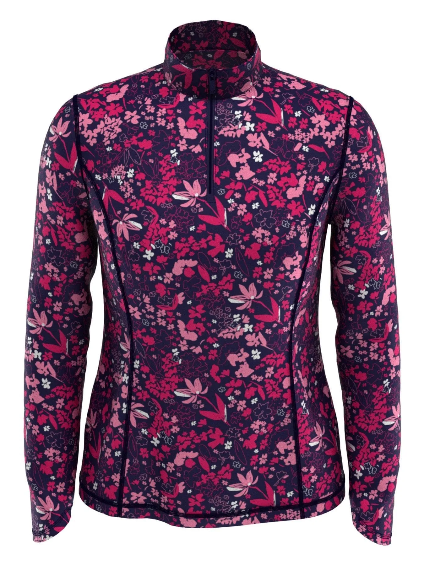 Womens Floral Quarter Zip Pullover