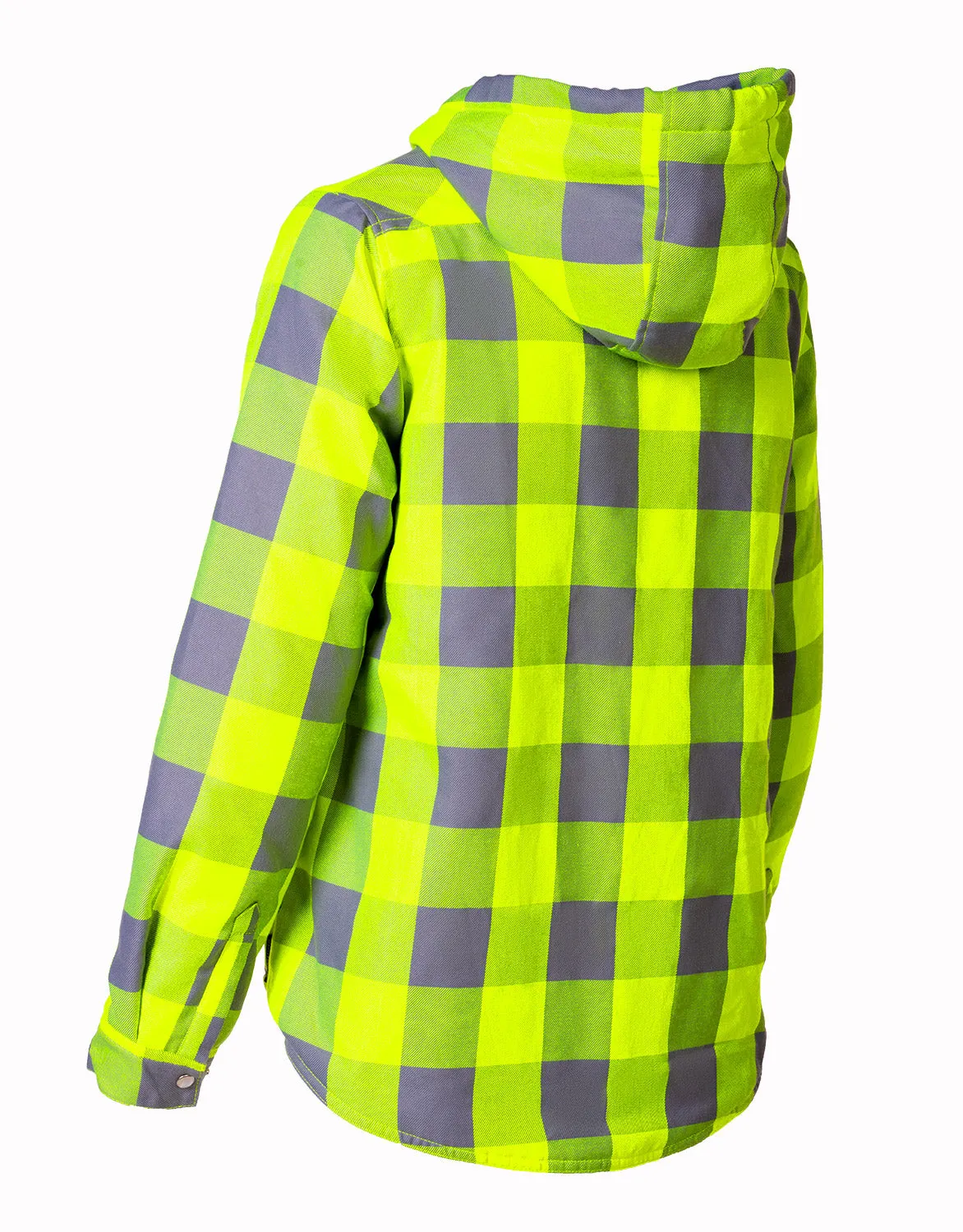 Women's Hooded Sherpa-Lined Hi-Vis Buffalo Plaid Flannel Lined Jacket