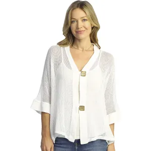 Women's Jess & Jane Mineral Washed Mesh Cardigan White