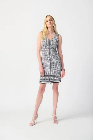 Women's Joseph Ribkoff | Geo Print Zip Front Dress | Vanilla and Black