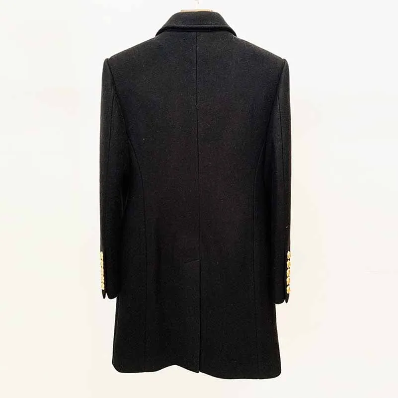 Women's Lapel Double Breasted Belted Mid Long Outwear Winter Coat