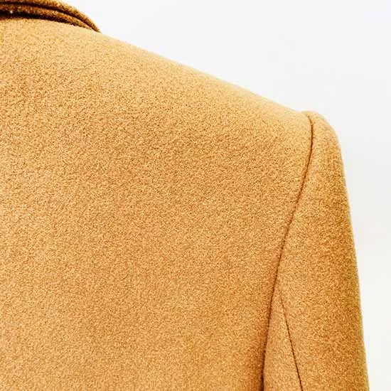 Women's Lapel Double Breasted Belted Mid Long Outwear Winter Coat