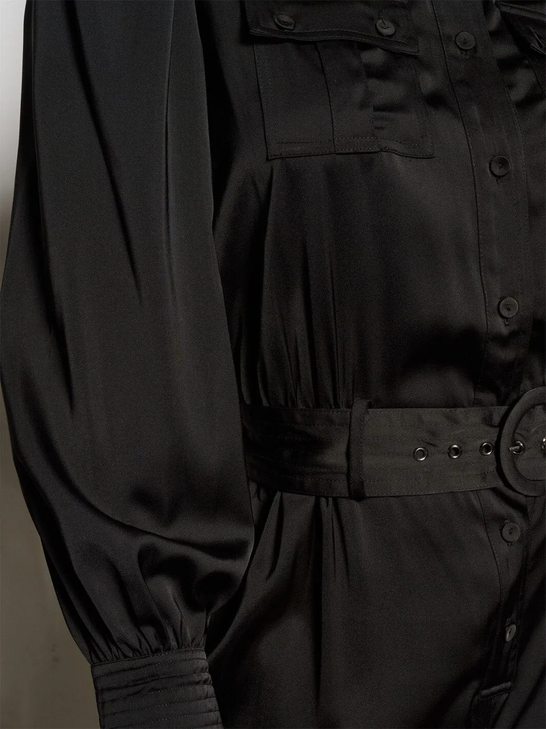 WOMEN'S LONG SLEEVE BUTTON UP POCKETS BELTED JUMPSUIT