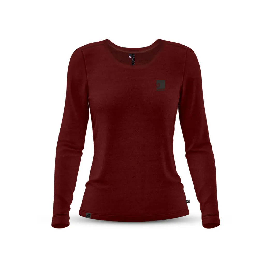 Women's Long Sleeve Merino T Shirt (Bloodstone)