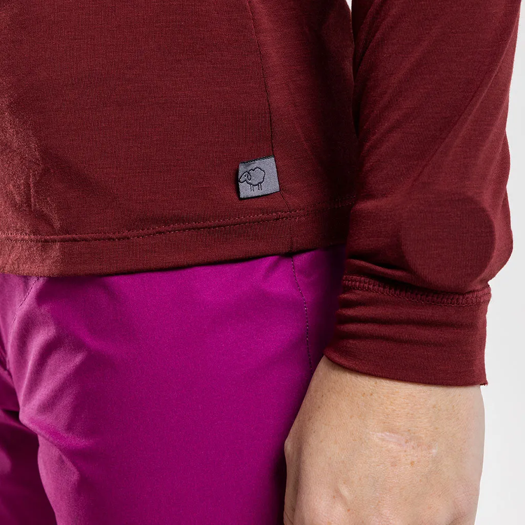 Women's Long Sleeve Merino T Shirt (Bloodstone)