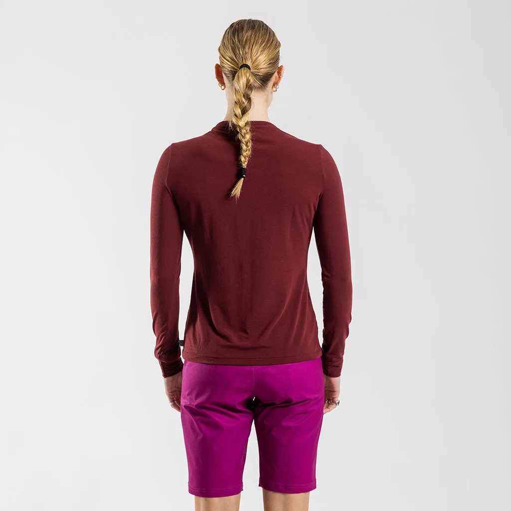 Women's Long Sleeve Merino T Shirt (Bloodstone)